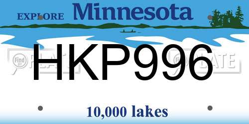 HKP996 Minnesota License Plate