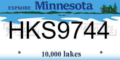 HKS9744 Minnesota License Plate
