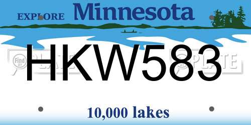 HKW583 Minnesota License Plate