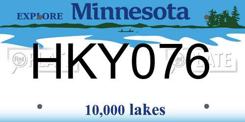 HKY076 Minnesota License Plate