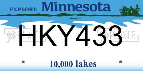 HKY433 Minnesota License Plate