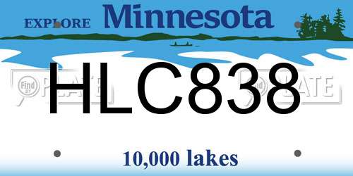 HLC838 Minnesota License Plate