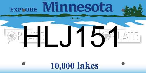 HLJ151 Minnesota License Plate