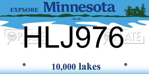 HLJ976 Minnesota License Plate