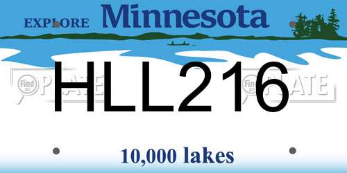 HLL216 Minnesota License Plate