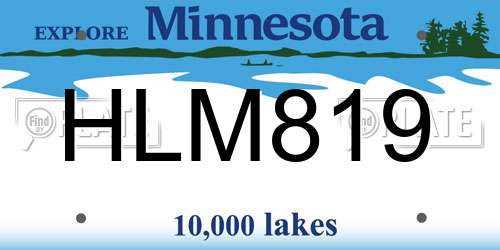 HLM819 Minnesota License Plate