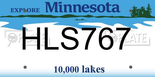 HLS767 Minnesota License Plate