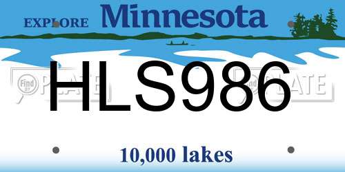 HLS986 Minnesota License Plate