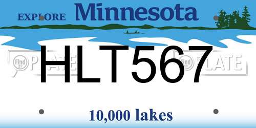 HLT567 Minnesota License Plate