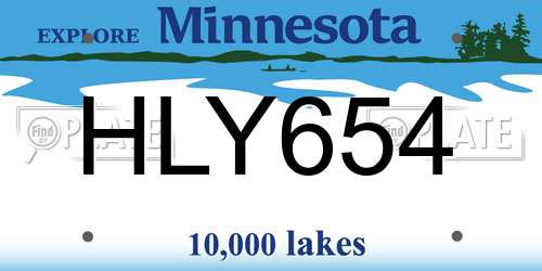HLY654 Minnesota License Plate