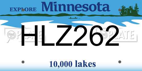 HLZ262 Minnesota License Plate