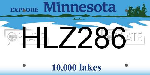 HLZ286 Minnesota License Plate