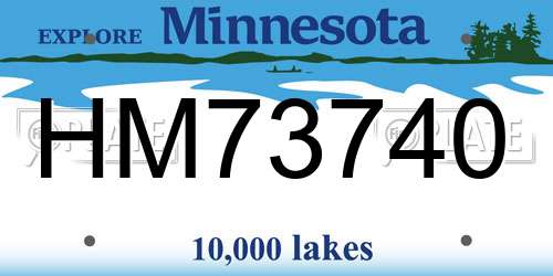 HM73740 Minnesota License Plate