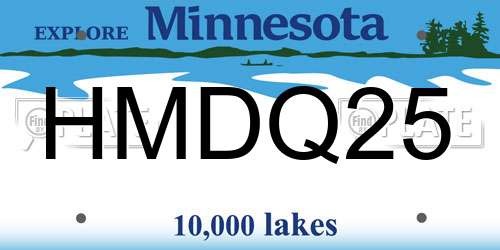HMDQ25 Minnesota License Plate