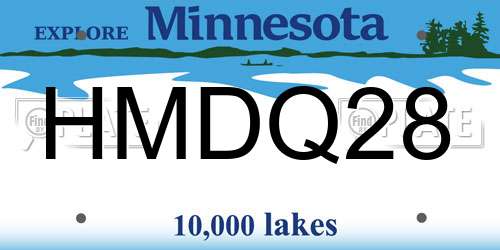 HMDQ28 Minnesota License Plate