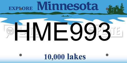 HME993 Minnesota License Plate