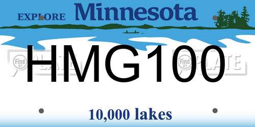 HMG100 Minnesota License Plate
