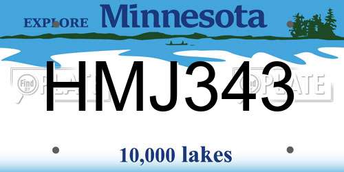 HMJ343 Minnesota License Plate