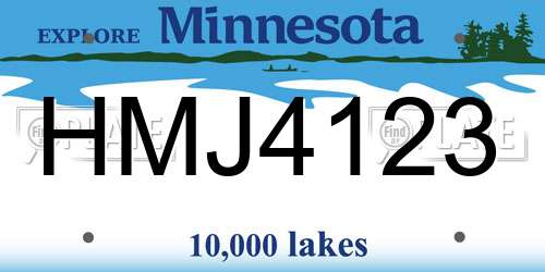 HMJ4123 Minnesota License Plate
