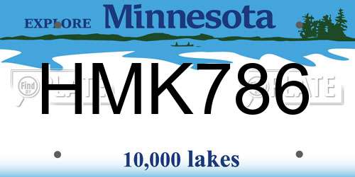 HMK786 Minnesota License Plate