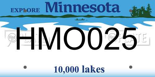 HMO025 Minnesota License Plate