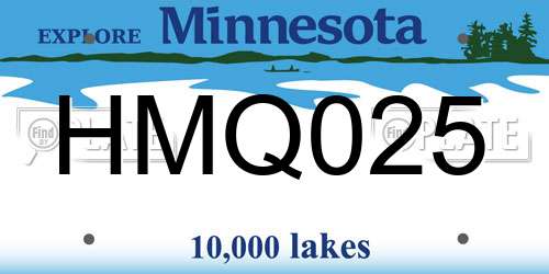 HMQ025 Minnesota License Plate