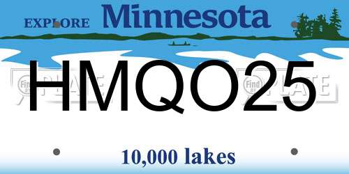 HMQO25 Minnesota License Plate