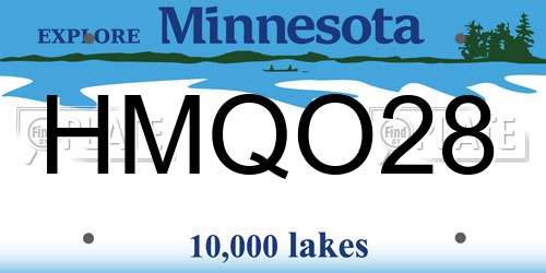 HMQO28 Minnesota License Plate