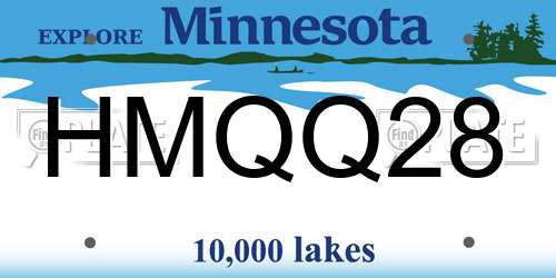 HMQQ28 Minnesota License Plate