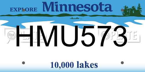 HMU573 Minnesota License Plate