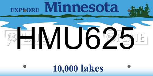 HMU625 Minnesota License Plate