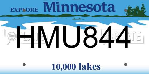 HMU844 Minnesota License Plate