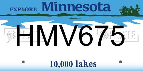 HMV675 Minnesota License Plate