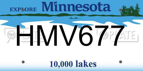 HMV677 Minnesota License Plate