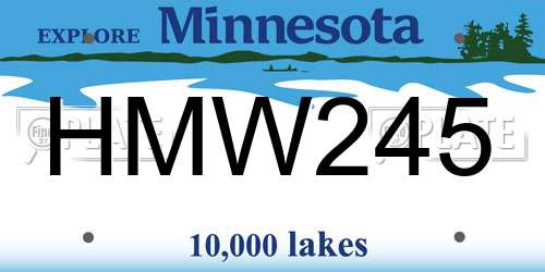 HMW245 Minnesota License Plate