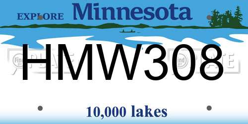 HMW308 Minnesota License Plate