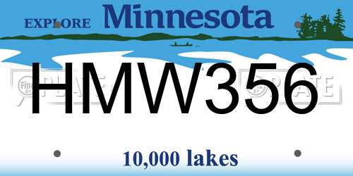 HMW356 Minnesota License Plate