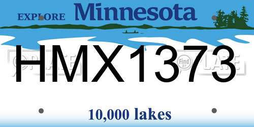 HMX1373 Minnesota License Plate