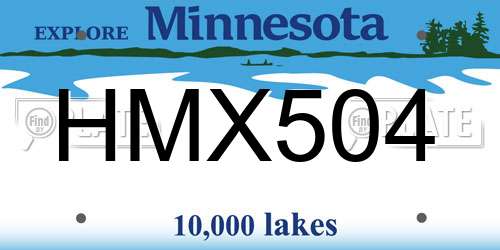 HMX504 Minnesota License Plate