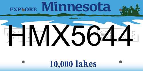 HMX5644 Minnesota License Plate