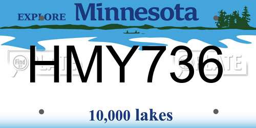 HMY736 Minnesota License Plate