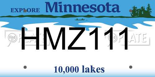 HMZ111 Minnesota License Plate
