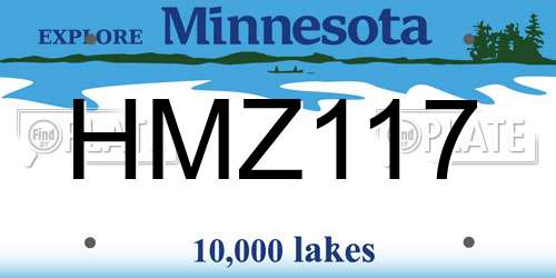 HMZ117 Minnesota License Plate