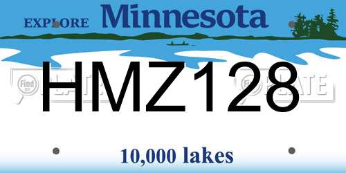 HMZ128 Minnesota License Plate