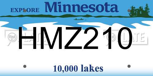 HMZ210 Minnesota License Plate
