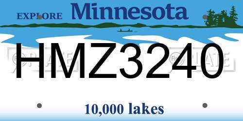HMZ3240 Minnesota License Plate