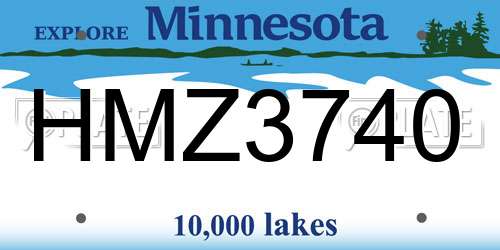 HMZ3740 Minnesota License Plate
