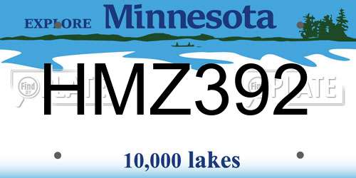 HMZ392 Minnesota License Plate