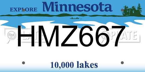 HMZ667 Minnesota License Plate