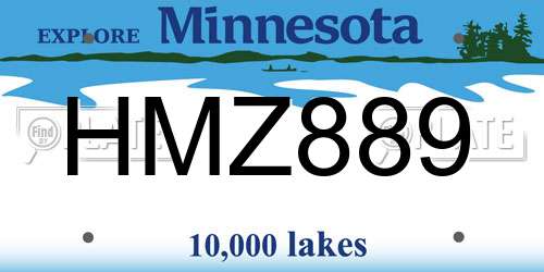 HMZ889 Minnesota License Plate